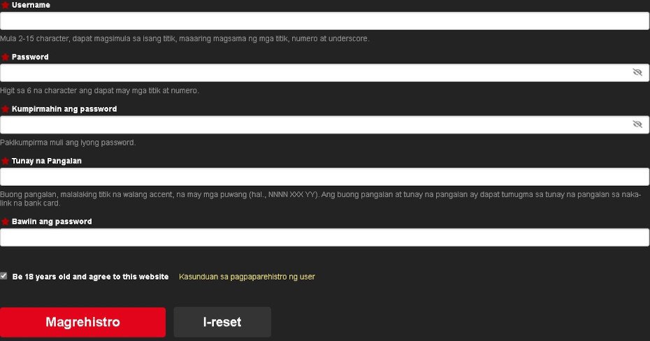 FG777 Registration form