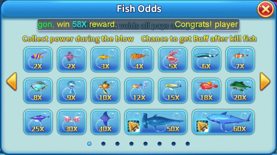 Fishing Game Paytable